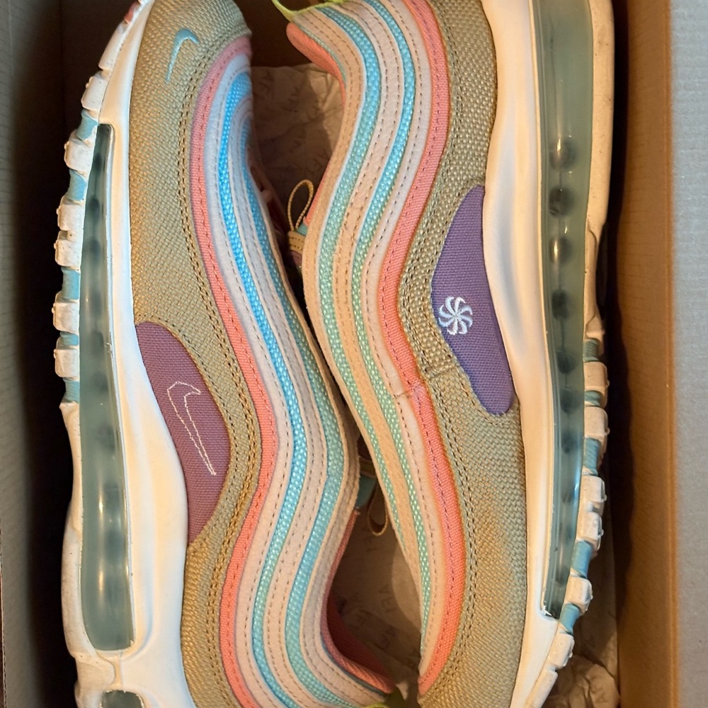 Nike Tan and Pink Air Max 97 Sneakers